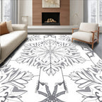 Ornate Gray Floral Medallion Square Rug