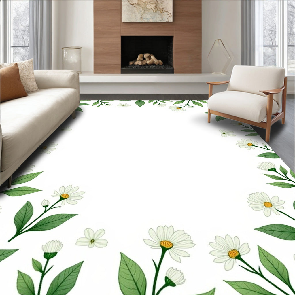 Whimsical Floral Daisy Pattern Rug
