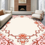 Floral Swirl Patterned Pink Rug