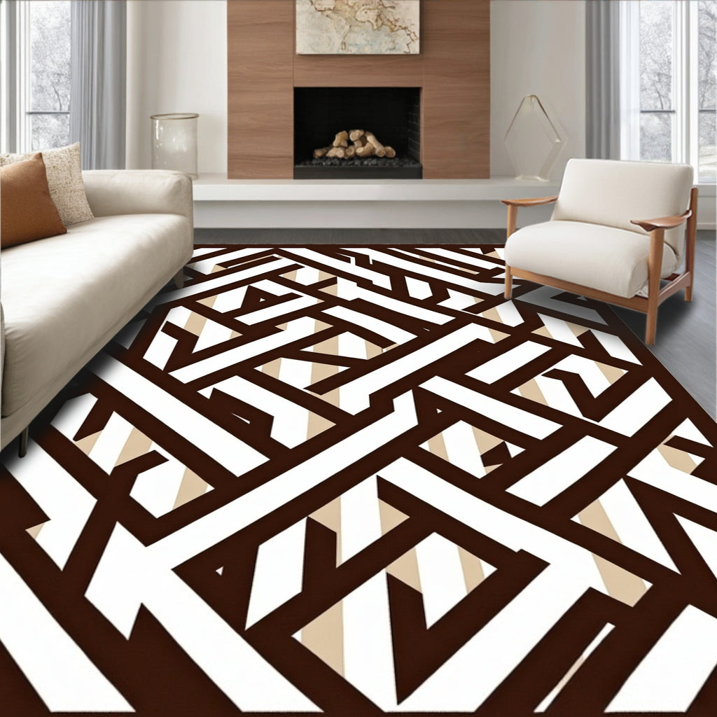 Geometric Interlocking Lines Rug