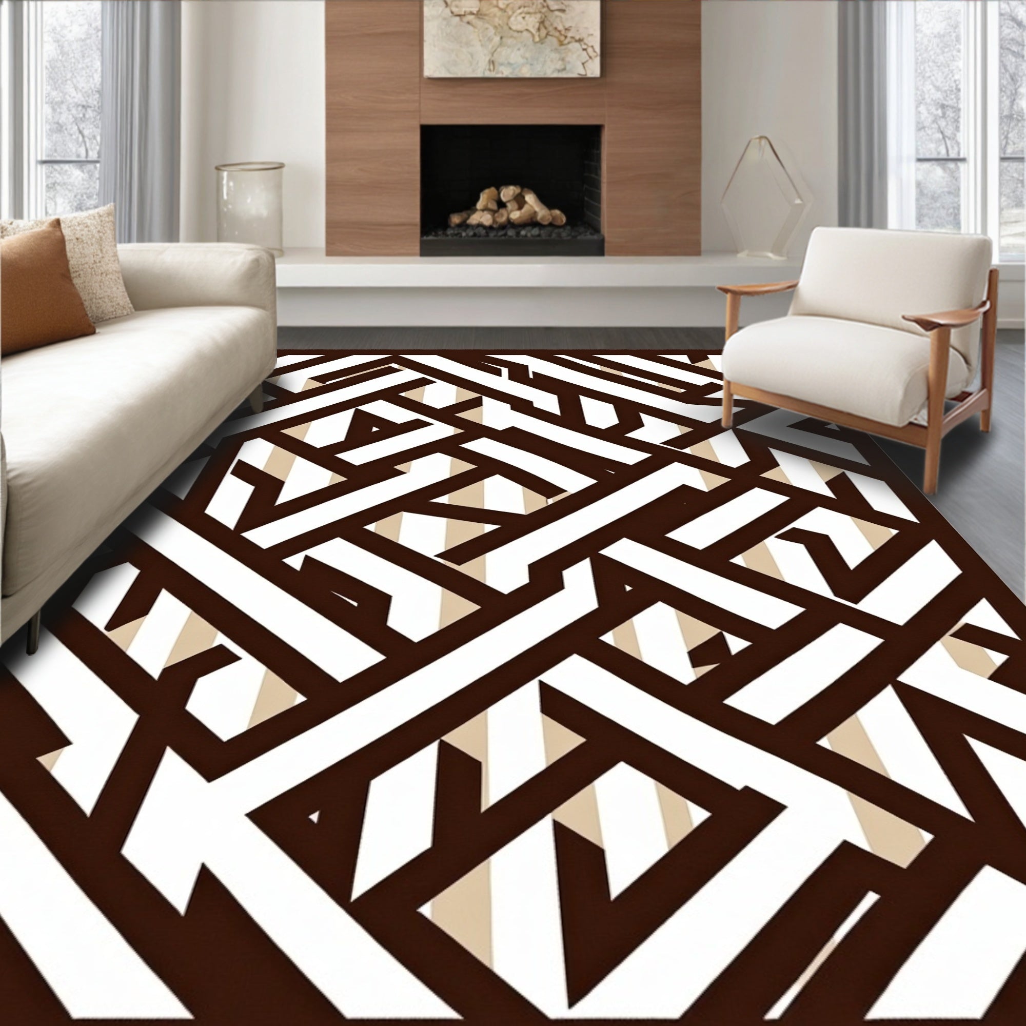 Geometric Interlocking Lines Rug