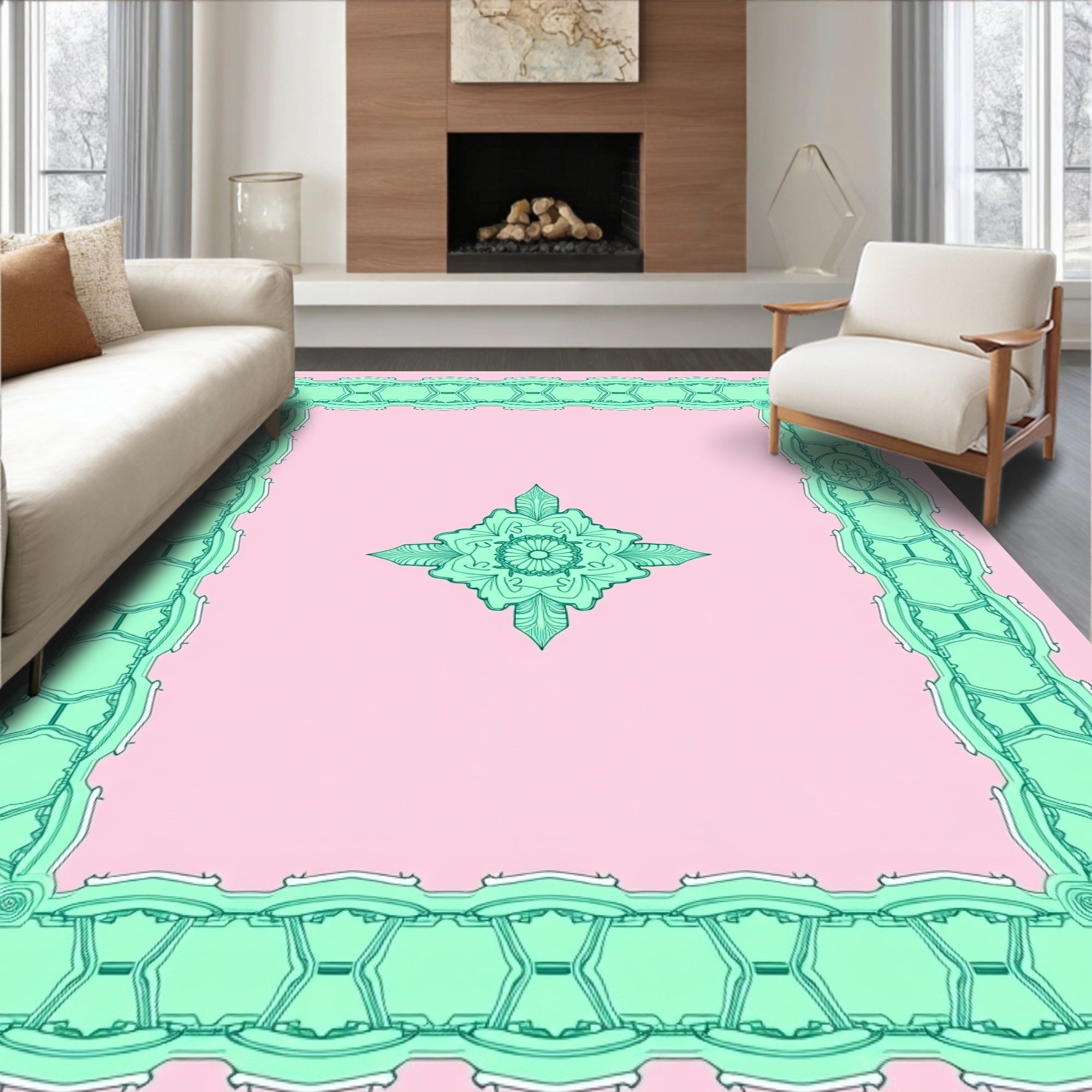 Elegant Geometric Mandala Pattern Rug