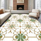 Green Gold Floral Medallion Pattern Rug