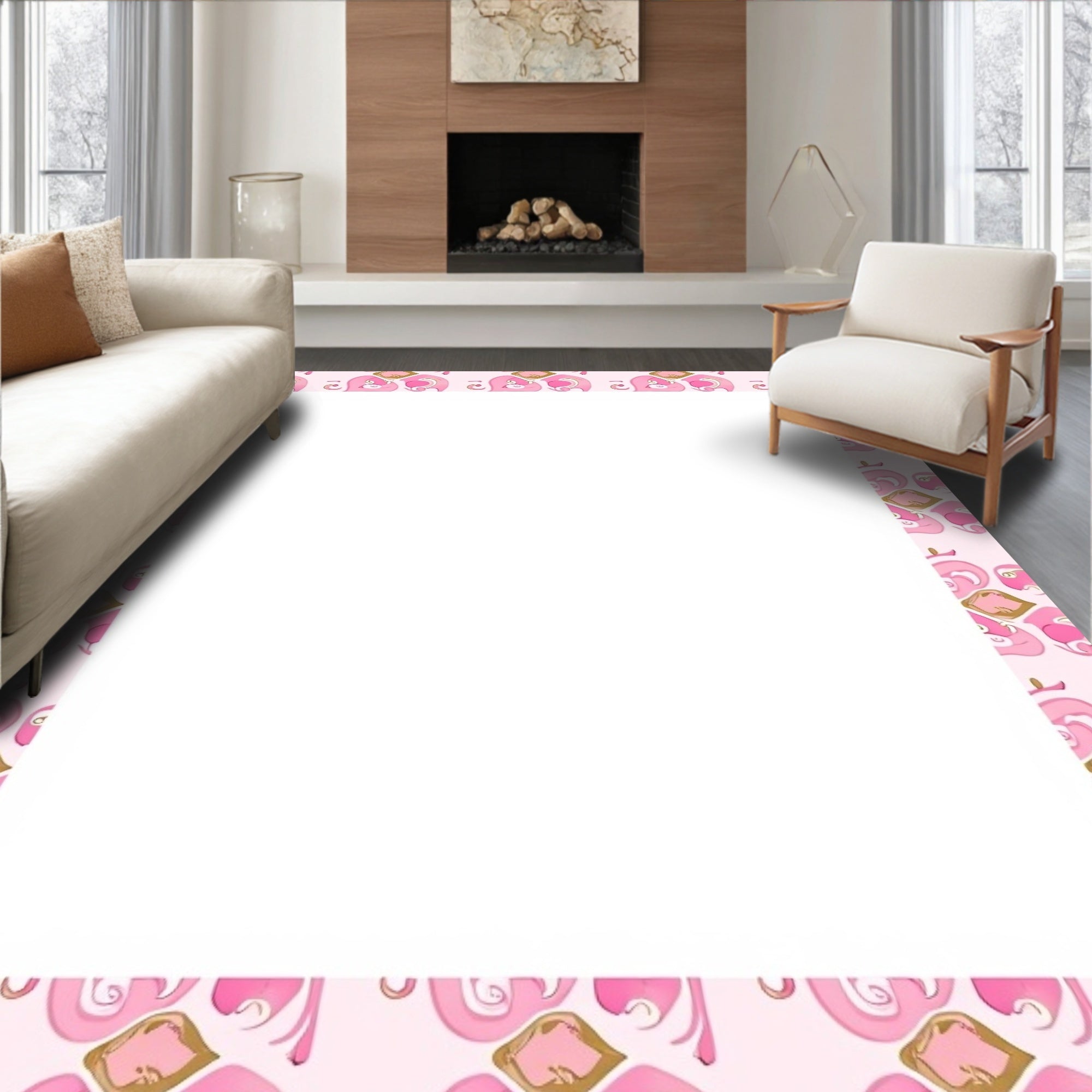 Whimsical Pink Abstract Pattern Rug