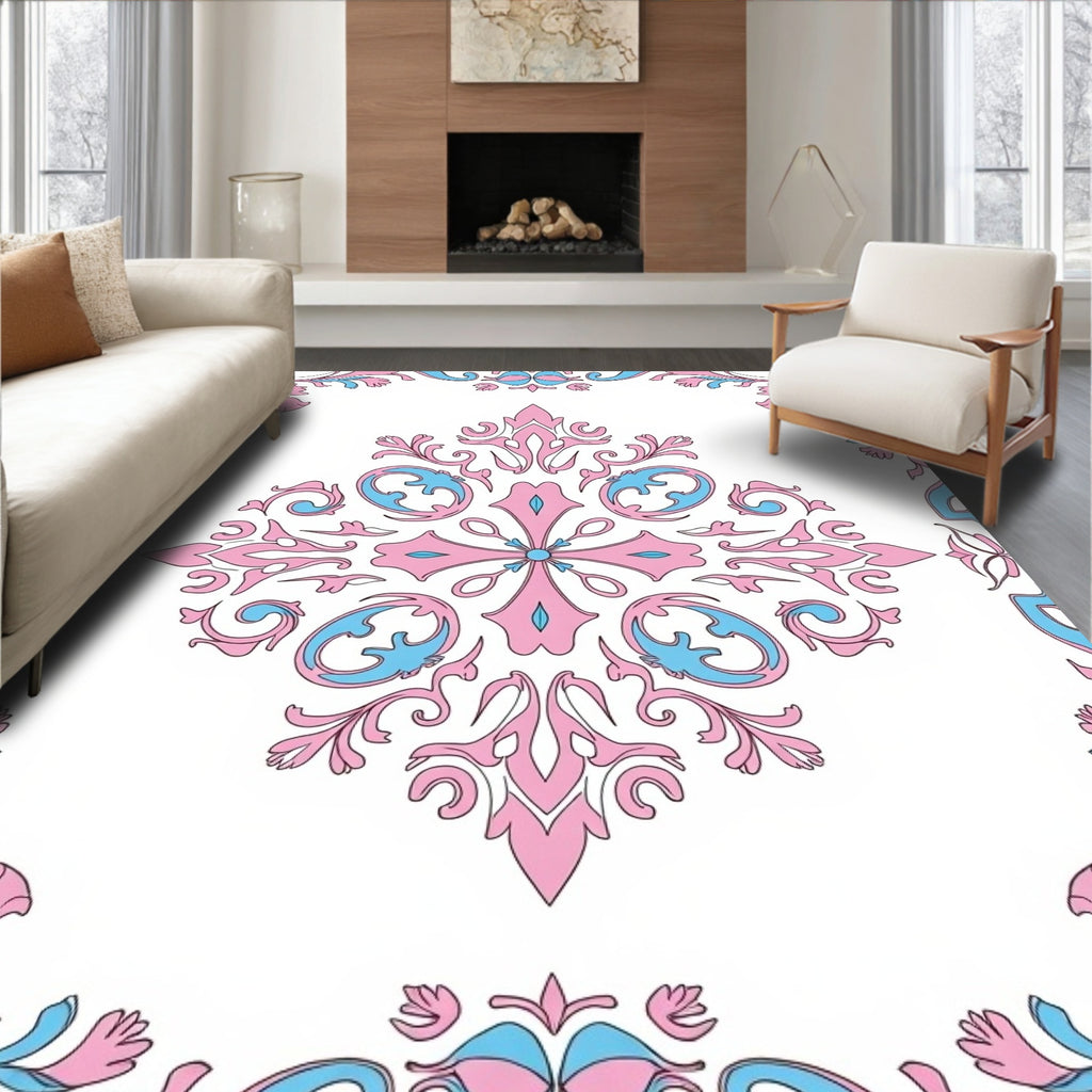 Retro Floral Damask Pattern Rug