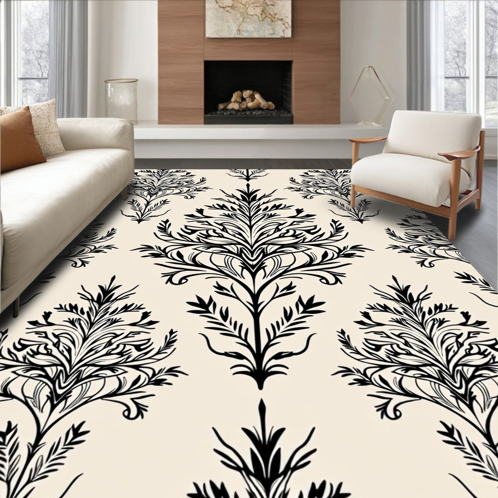 Damask Floral Vines Pattern Rug