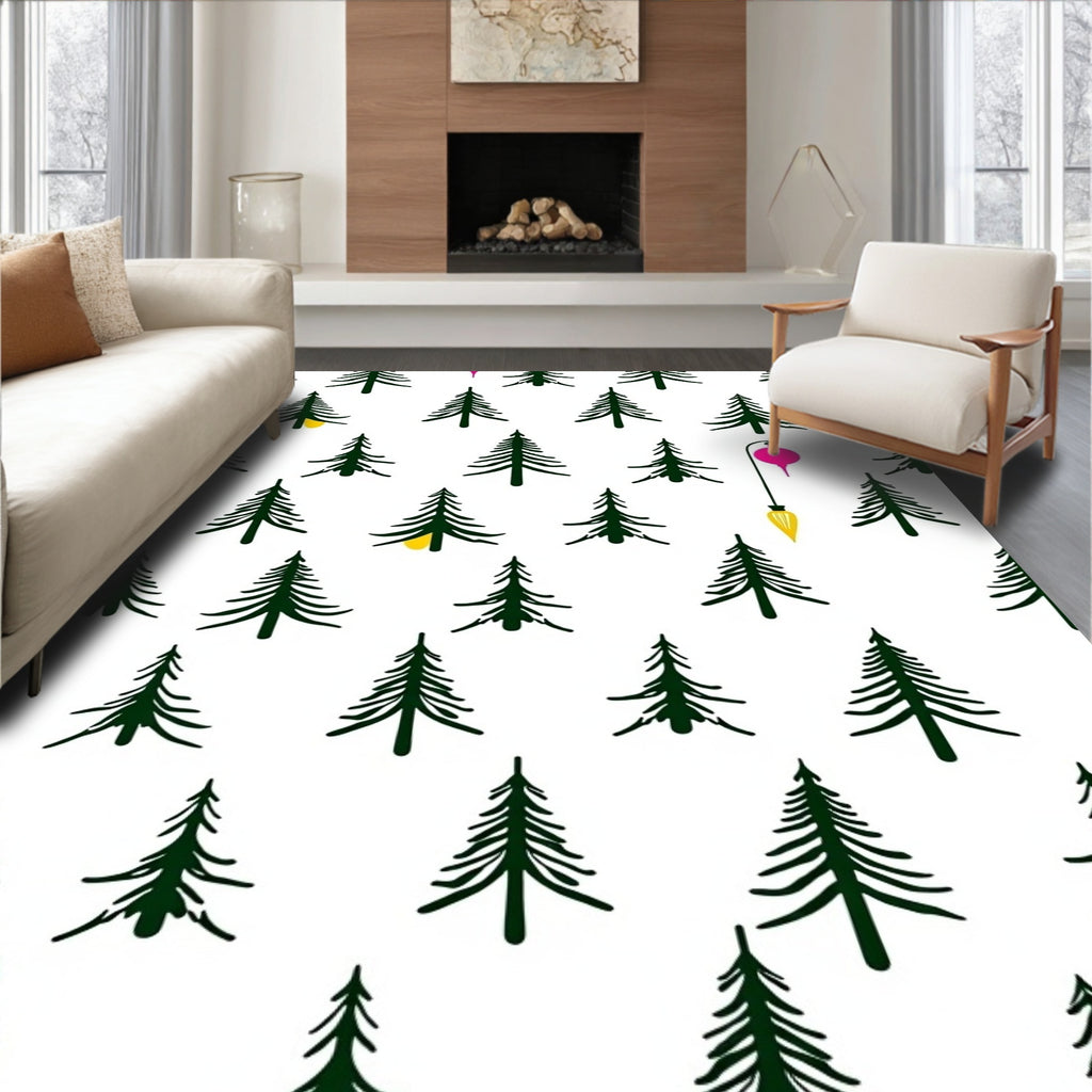 Dark Green Evergreen Festive Light Rug