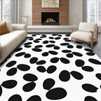 Abstract Black Spotty Design Rug