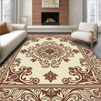 Elegant Floral Swirl And Border Design Rug