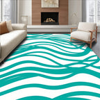 Modern Teal Wave Pattern Rug