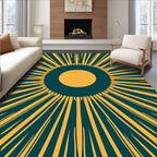 Radiating Yellow Sunburst Pattern Rug