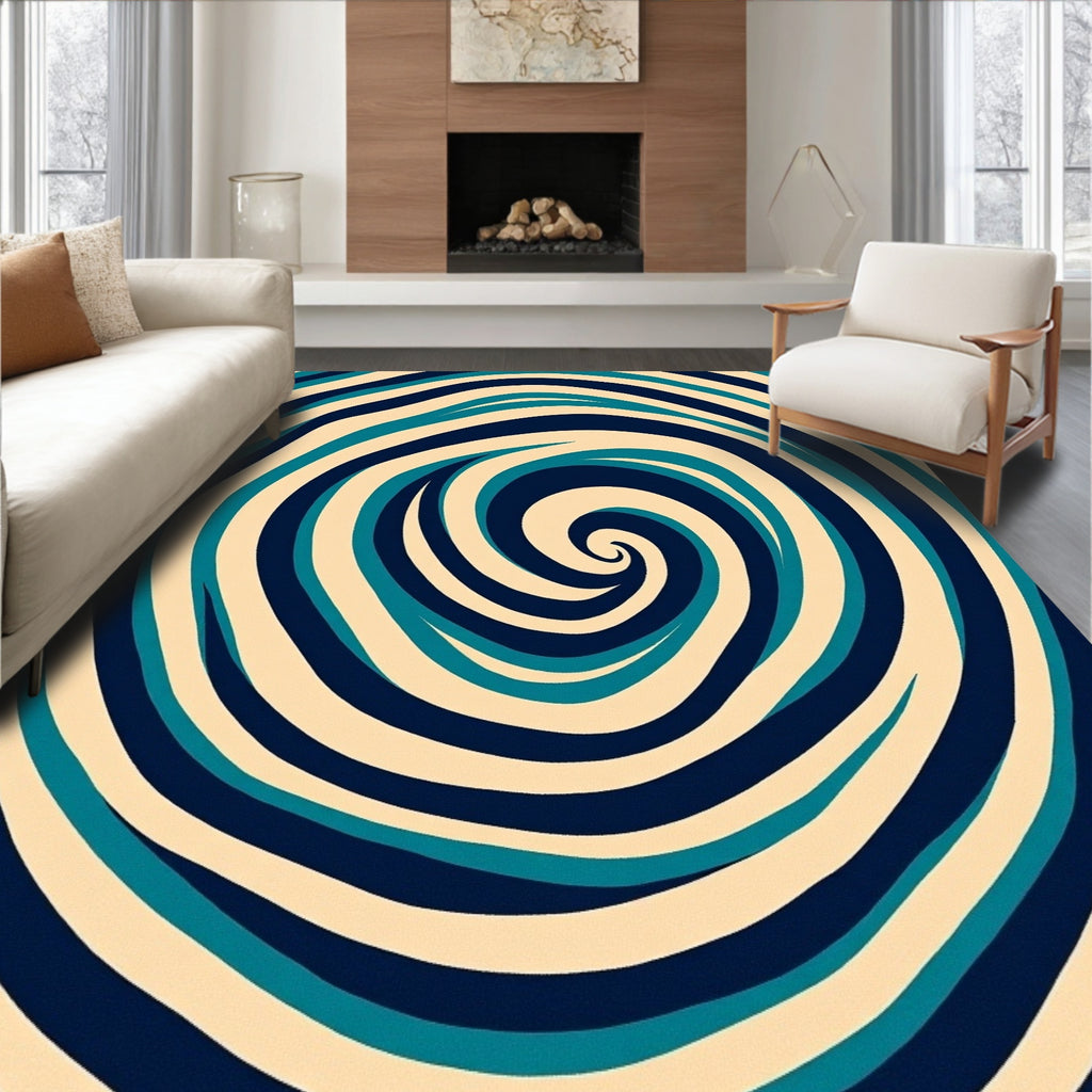 Tidal Swirl Abstract Design Rug