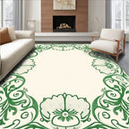 Green Floral Swirls Art Nouveau Rug