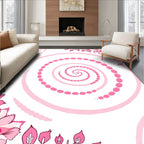 Pink Floral Spiral Abstract Design Rug