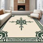 Dark Green Ornamental Floral Style Rug