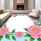 Pink Floral Border Design Rug