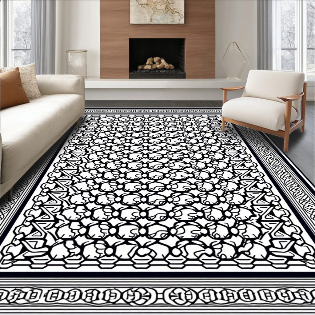 Intricate Geometric Flower Pattern Rug