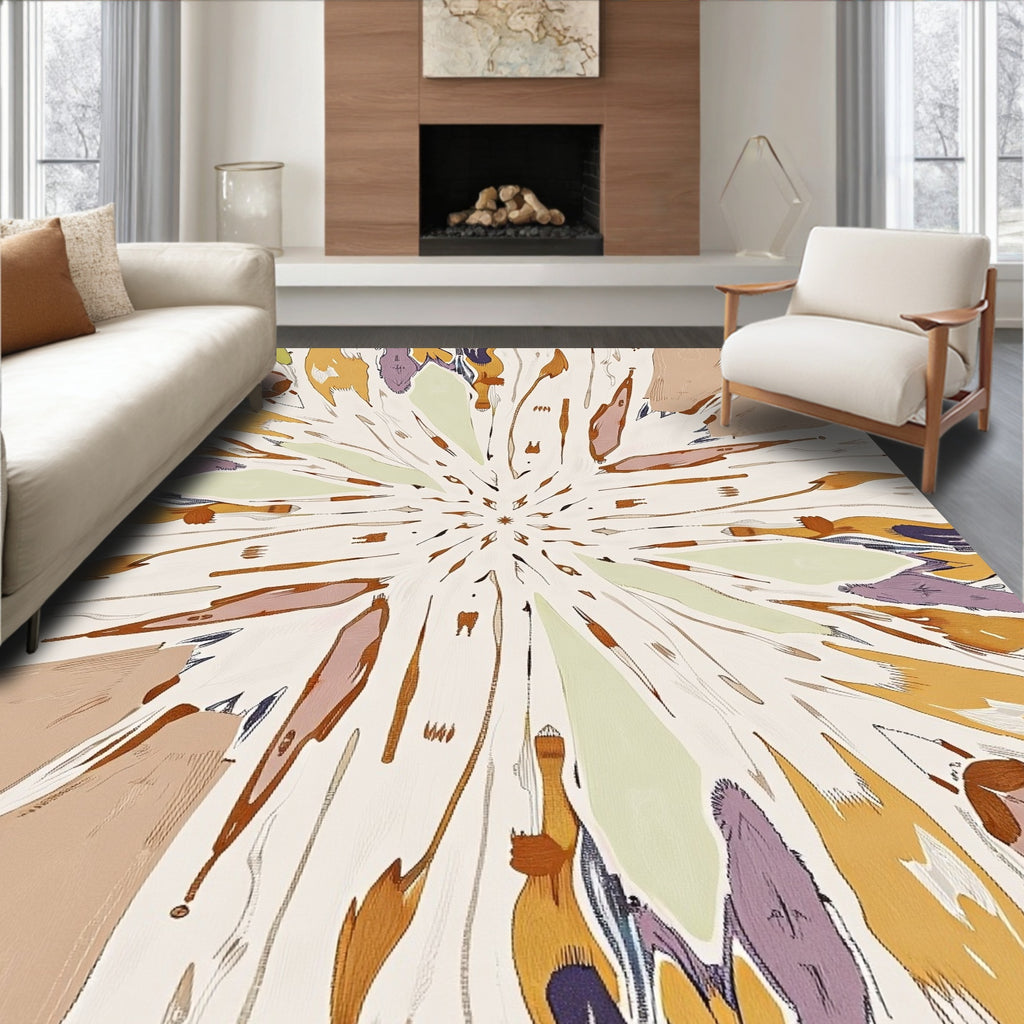 Radiating Sunburst Abstract Pattern Rug