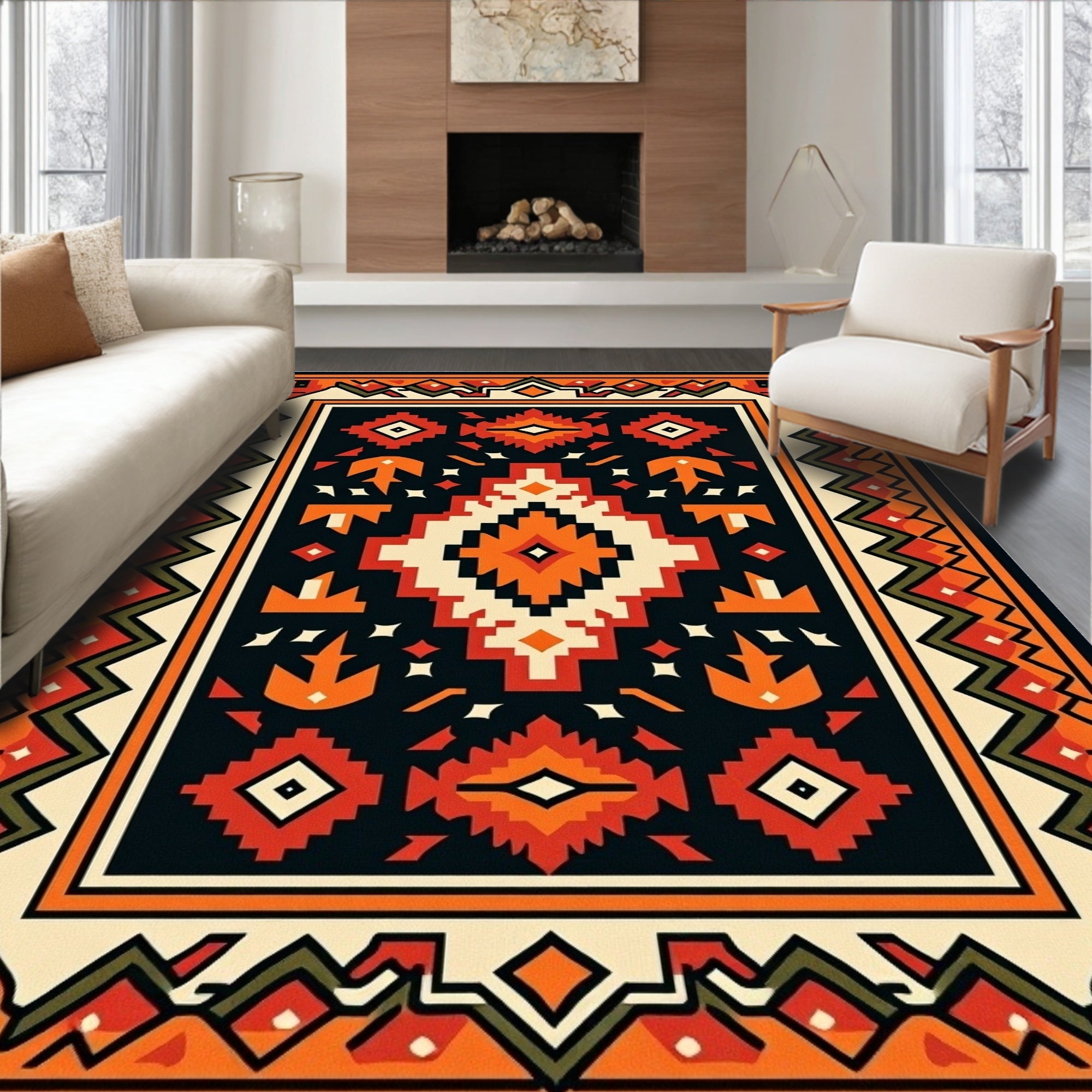 Bold Tribal Geometric Pattern Rug