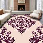 Rich Plum Damask Floral Pattern Rug