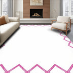 Pink Geometric Diamond Border Design Rug