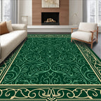 Elegant Emerald Floral Swirls Rug