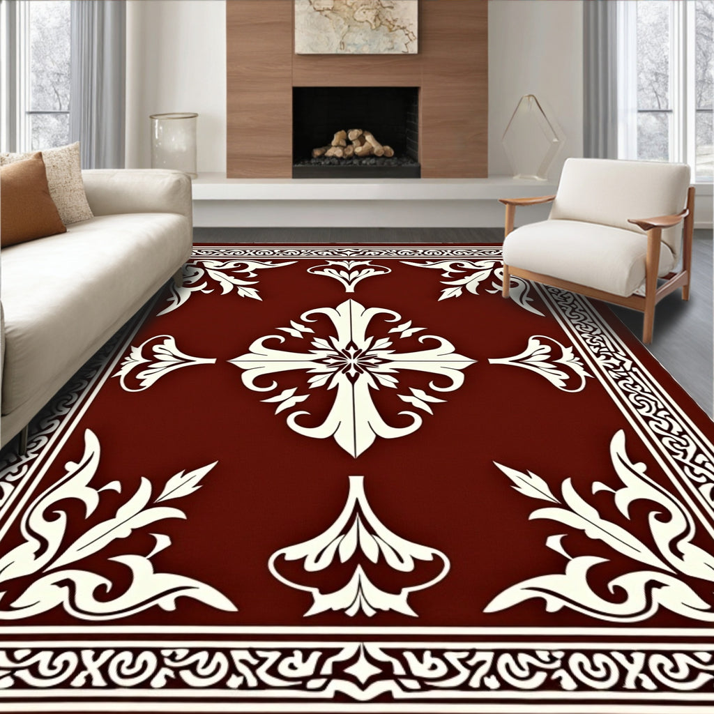 Antique Floral Medallion Border Design Rug