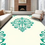Elegant Teal Damask Pattern Rug