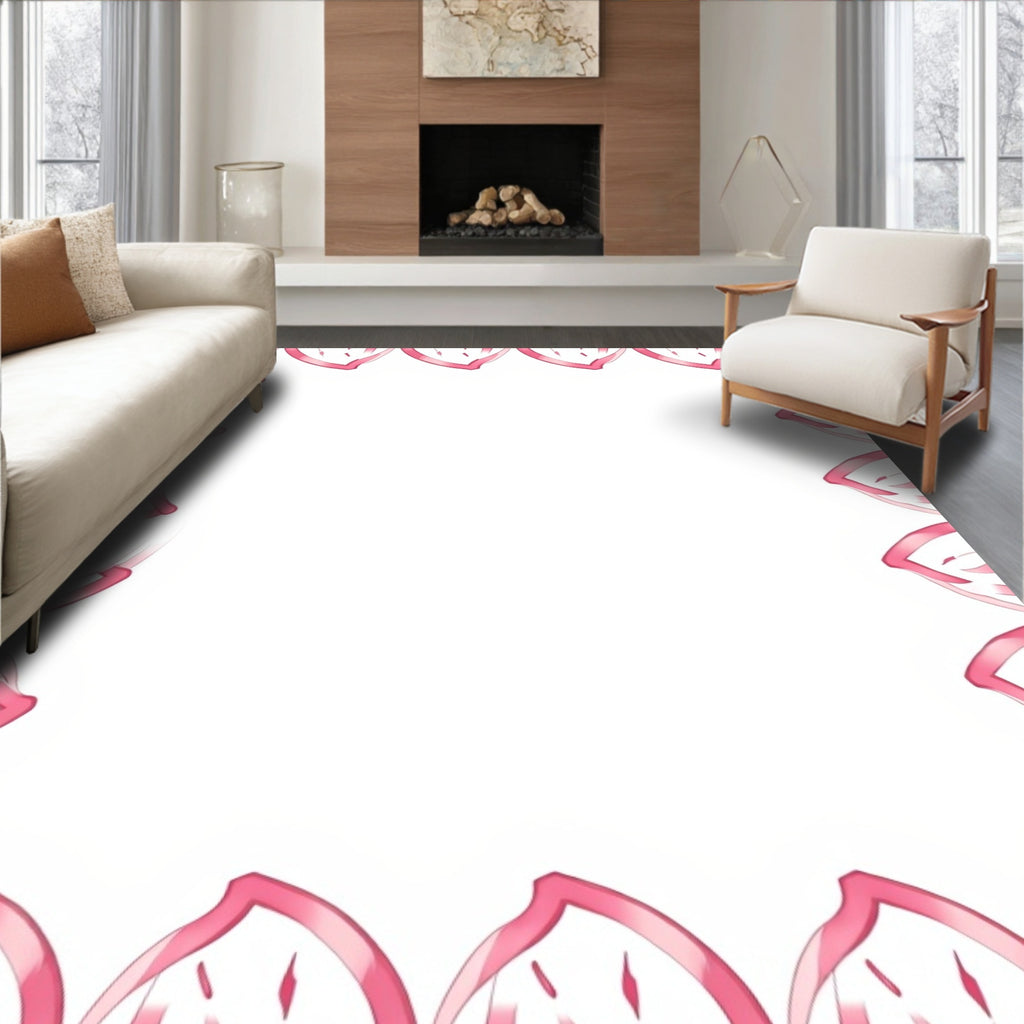 Pink Petal Border Design Rug