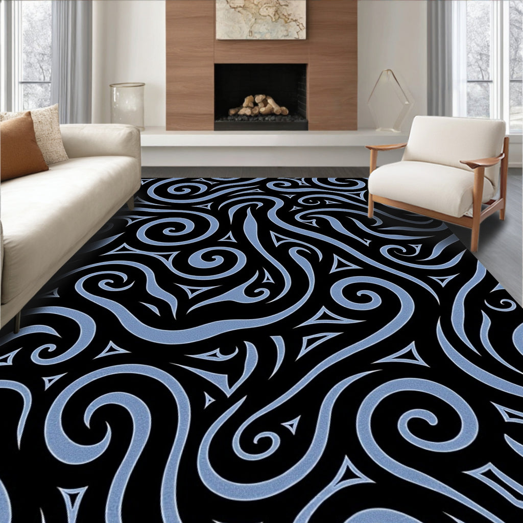 Abstract Swirls Triangles Pattern Rug