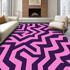 Pink Abstract Maze Pattern Rug