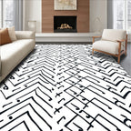 Abstract Black White Geometric Lines Rug
