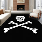 Black Skull With 2 Bones Rug