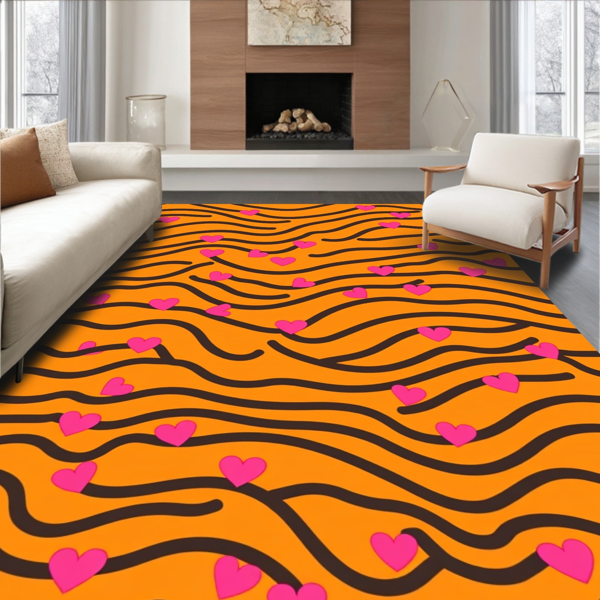 Wild Heart Stripe Pattern Rug