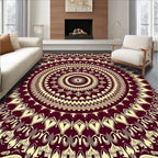 Rich Burgundy Cream Mandala Pattern Rug