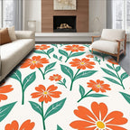 Radiant Orange Daisy Pattern Rug