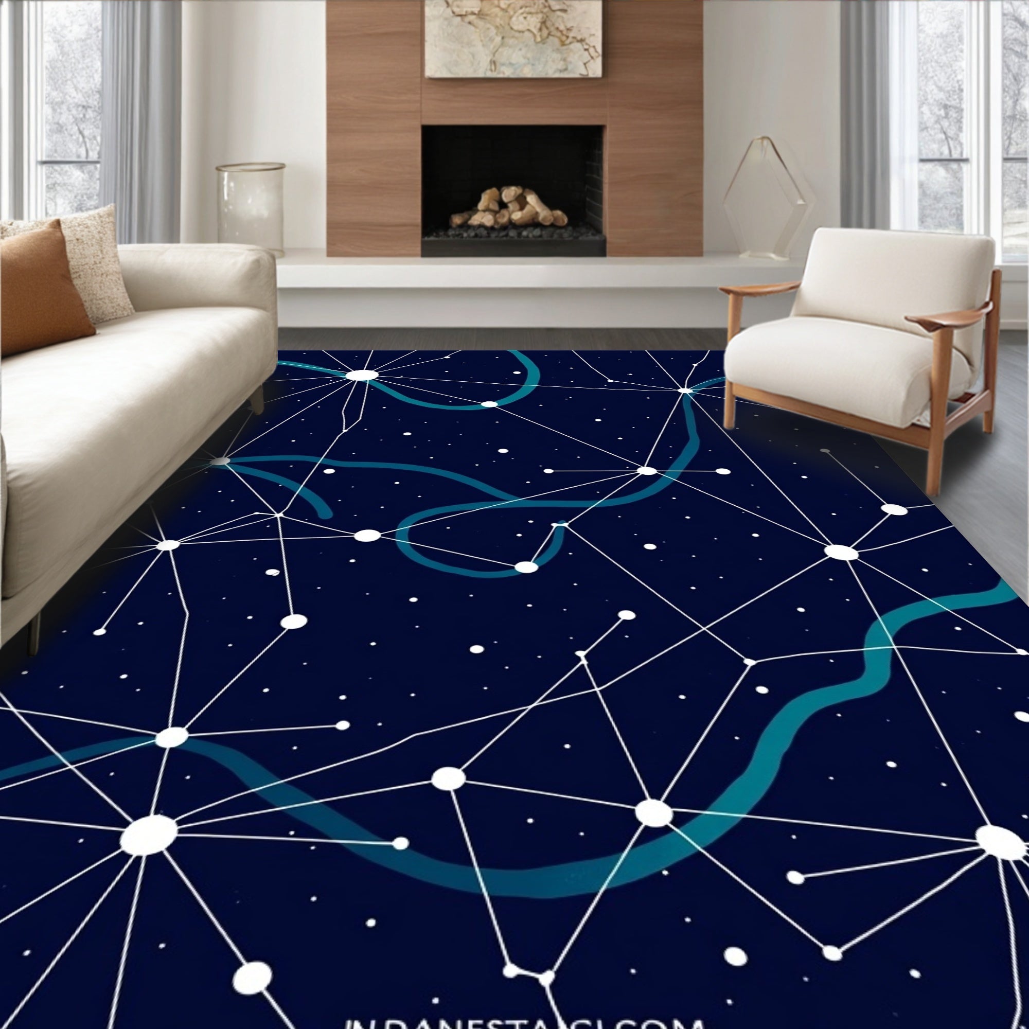 Abstract Star Map Pattern Rug