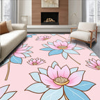 Pink Blue Floral Pattern Rug