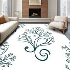 Vine Leaf Swirl Floral Pattern Rug