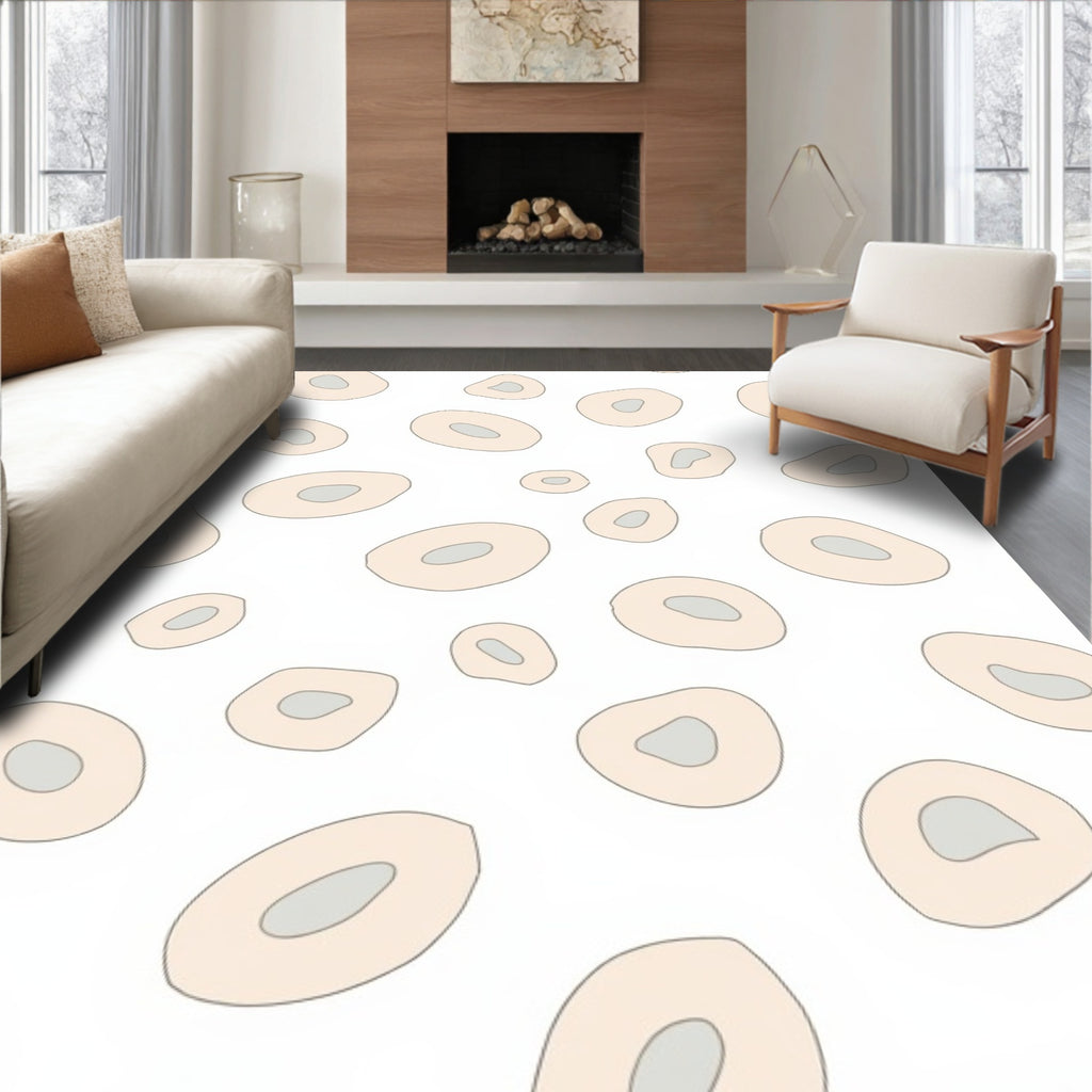 Pale Peach Abstract Ovals Scattered Rug