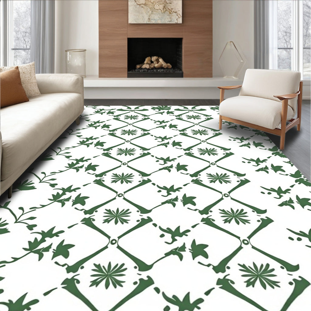 Vine And Lattice Floral Design Rug