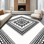 Bold Black And White Geometric Diamond Pattern Rug