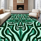 Teal Abstract Symmetry Pattern Rug