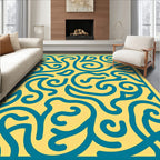 Bold Teal Swirl Organic Pattern Rug
