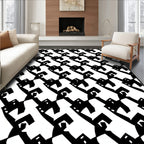 Abstract Black White Figure Pattern Rug