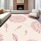 Red Floral Petal Swirl Pattern Rug