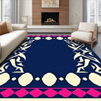 Bold Geometric Ivory Pink Pattern Rug
