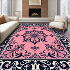 Elegant Pink Floral Intricate Design Rug