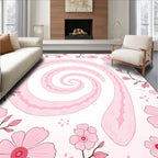 Pink Swirl Floral Pattern Rug