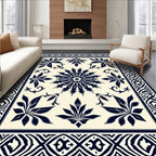 Classic Navy Floral Starburst Design Rug